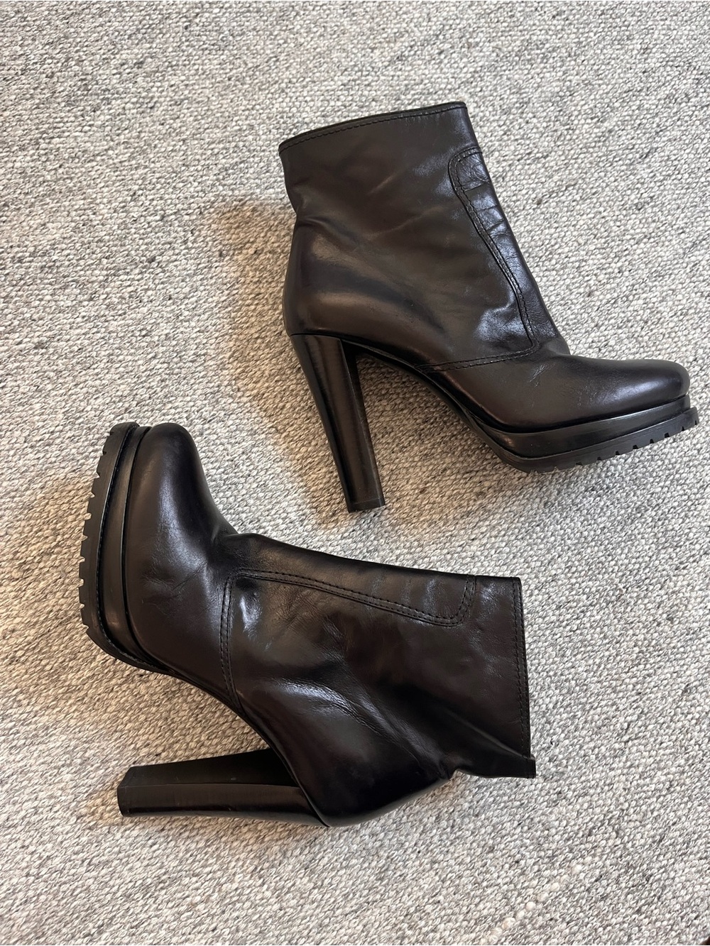 Giorgio Armani Black platform high heel ankle boots 38 US 8